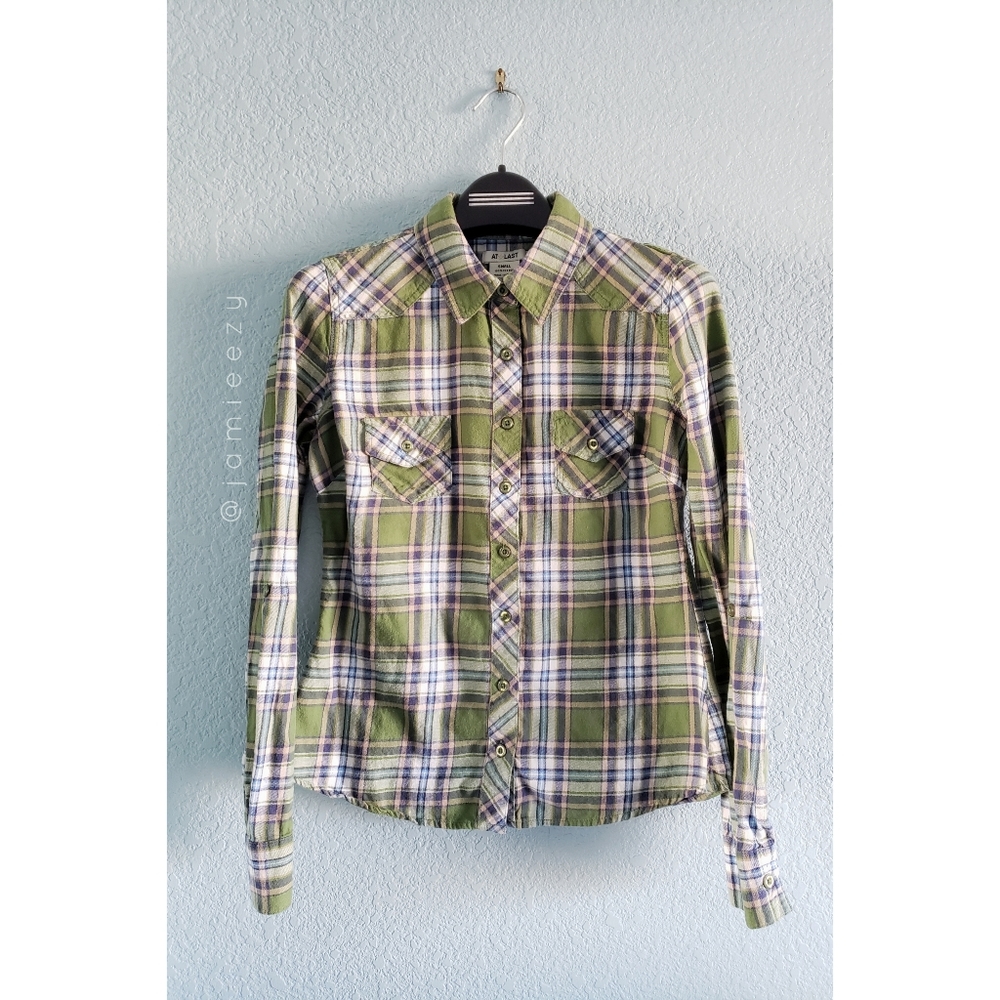 At Last | Plaid Flannel Button Down Top